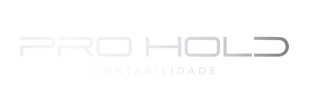 Logotipo da ProHold Contabilidade apresentando o nome "ProHold" em uma fonte escura e robusta acima da palavra "CONTABILIDADE", acompanhado por um símbolo gráfico estilizado em tons de dourado à esquerda.